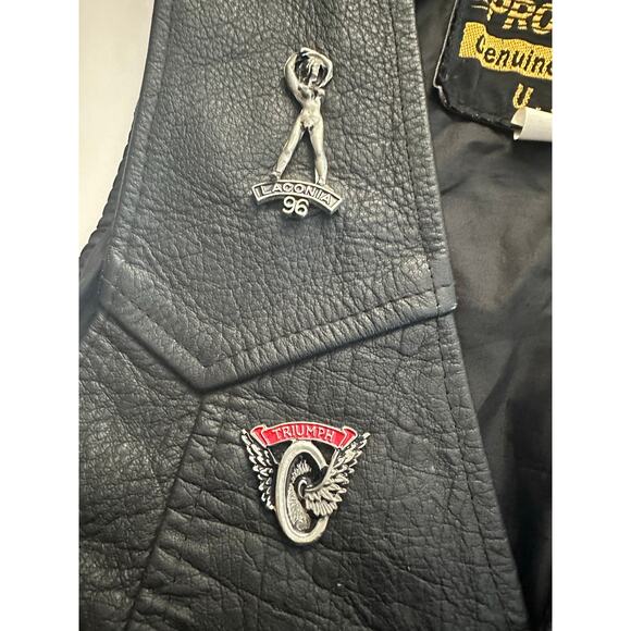 Vtg Genuine Leather Pro Rider Laced Motorcycle Vest Sz 40 Laconia NH‎ 90s Y2K - Picture 6 of 9